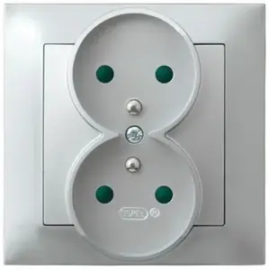 Розетка Ospel GP-2YZP/18, 16 А, IP20, серебристая, 84×84×45 мм