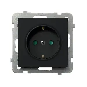 Socket outlet Ospel GP-1RSP/m/33 Black — 16 A, IP20, 71×71×40 mm