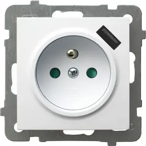 Ospel vienā kontaktligzda ar zemējumu un aizsargšķērslu, ar iebūvētu USB lādētāju GP-1GZPUSB/m/00 balta