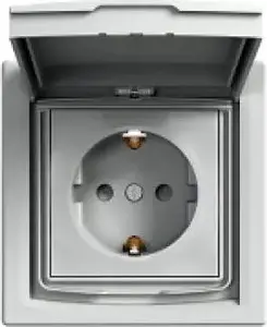 Schneider Electric Asfora одиночная розетка Schuko с заземлением IP44 алюминий (EPH3100361)