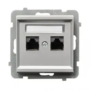 Розетка Ospel GPK-2R/K/m/38 — серебристая, IP20, 71×71×33 мм