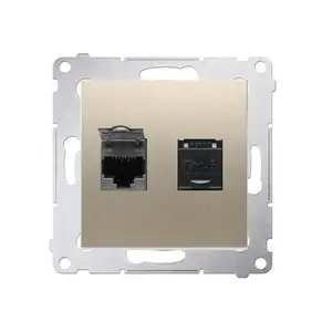 Розетка Kontakt-Simon D62.01/44, золотистая, пластиковый корпус, IP20, 75×75×37 мм