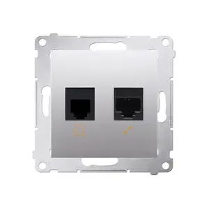 Розетка Kontakt-Simon D5T.01/43, серебристая, пластиковый корпус, IP20, 75×75×32 мм