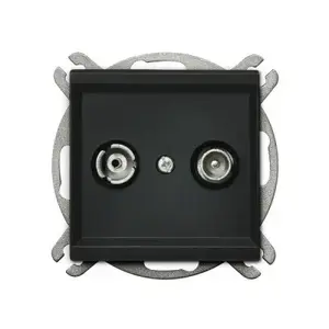 Sienas kontaktligzda Ospel GPA-10RP/m/33 melna — 71×71×35 mm, IP20