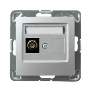 Socket outlet Ospel GPA-1YF/M/18, silver, IP20, 71×71×38 mm