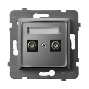 Розетка Ospel GPA-2UF/m/70 — один модуль, серый, IP20, 71×71×39 мм