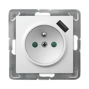 Kontaktligzda Ospel GP-1YZPUSB/m/00 ar USB, 16 A, IP20, 73×73×50 mm, balta