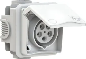 Recessed Through-Way Socket PCE Design Series 16A 3P+Z+N 400V IP44 (model 885-6v)