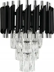 Sienas lampa Mdeco Elem Toledo 6260/1 8C BL — 1x60W E27, hroms/ melns
