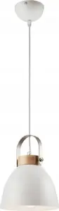 Pakaramā lampa LAMKUR Danielle 31798 — metāla bļodas abažūrs, 1×60W E27, bēšs ar koka apdari