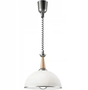 Подвесной светильник LAMKUR Chiara 50089 — 1×60 Вт E27, серебристый с деревянными деталями