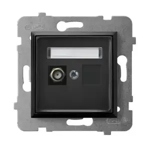 Socket outlet Ospel GPA-1UF/m/33, black, IP20, 71×71×39 mm