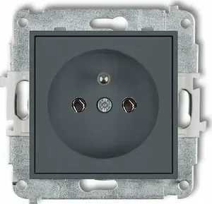 Socket mechanism Karlik Mini 28MGP-1z single flush-mounted with earth, graphite matte