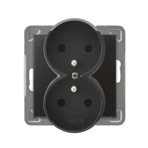 Socket outlet Ospel GP-2YRAZ/M/50, 16 A, IP20, Anthracite, 71×71×47 mm