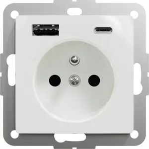 Розетка с заземлением SCHNEIDERE Sedna Design SDD111072 с USB A+C 3A, безвинтовые клеммы, белая