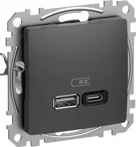 Wall USB Charging Outlet SCHNEIDERE Sedna Design SDD114404 A+C 45W PD black anthracite