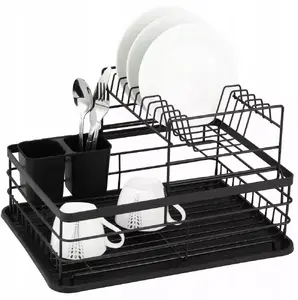 Two-tier dish drainer KRISBERG KS-2650 43×32×27 cm stainless-steel rack with cutlery holder