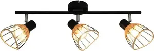 Griestu lampa Zuma Line Gent P20084-3TU — 3 lampu virsma montējama, ratiņu tekstūras, melna/brūna