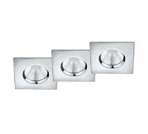 Встраиваемый светильник TRIO Zagros, квадратный потолочный LED, 3000 K, 345 лм, IP65, хром, 230 В
