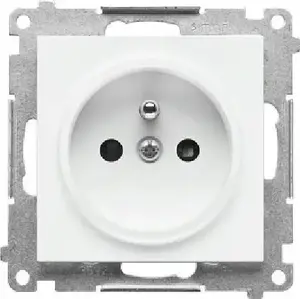 Socket outlet Kontakt-Simon TGZ1CZ.01/111 single with earth and shutters, screwless terminals, 16 A 250 V, matte white
