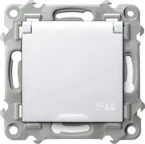 Розетка Ospel Szafir GPH-1ZZ/m/00/w с заземлением, влагозащищённая IP44, белая крышка