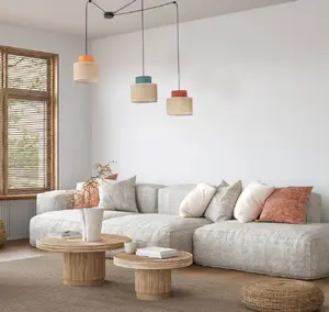 Pendant lamp Quantec Duo 3140 — 3×15W E27, jute shades, multicolor