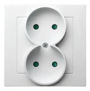 Розетка Ospel GP-2GP/00 — 16 A, IP20, 84×84×45 мм, белая
