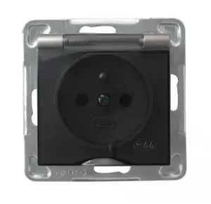 Socket outlet Ospel GPH-1YZ/m/23/d, IP44, 16 A, Titanium, 71×71×44 mm