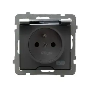 Socket outlet Ospel GPH-1GZ/m/18/d, 16A, IP44, silver, 71×71×41 mm