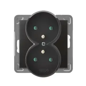Розетка Ospel GP-2YRZP/m/50 — 16 A, IP20, антрацит, 71×71×45 мм