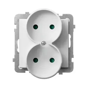 Розетка Ospel GP-2RRP/m/00, 16 A, IP20, белая, 71×71×48 мм