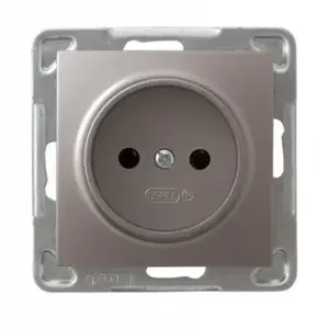 Розетка Ospel GP-1Y/m/23 — 16 A, IP20, титан, 71×71×37 мм