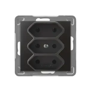 Розетка Ospel GP-3Y/m/50, антрацит, IP20, 2,5 А, 71×71×44 мм