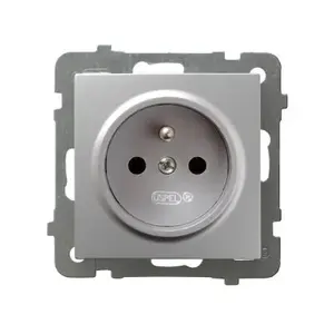 Socket outlet Ospel GP-1GZ/m/18, 16 A, IP20, Silver, 71×71×39 mm