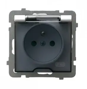 Socket outlet Ospel GPH-1GZP/m/00/d, IP44 splashproof, 16 A, white, 71×71×41 mm