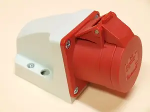 PCE fixed socket 32A 4P 400V red IP44 small enclosure model 124-6k