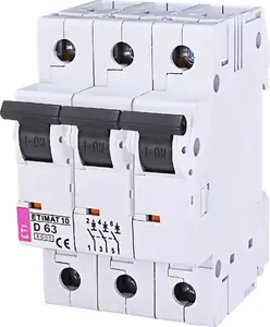 Выключатель автоматический Eti-Polam 3-полюсный D 63 А 6 кА AC ETIMAT10 (MPN 002155722)