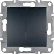 Schneider Electric double rocker switch Asfora without frame anthracite EPH1100171