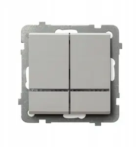 Wall switch Ospel ŁP-2RS/m/82 double candle-style rocker with blue backlight, cashmere finish
