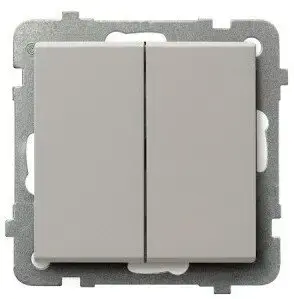 Double cross rocker switch Ospel SONATA ŁP-19R/m/82 kaszmirowy — mechanical wall-mounted two-gang cross switch
