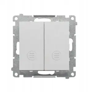Switch Kontakt-Simon TW6/2L2.01/X/143 double stair switch with separate backlight for each rocker, 10 AX 250V~, quick-connect aluminum matte