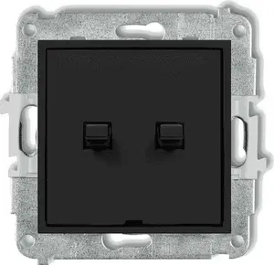 Wall switch Karlik MINI 12MWPUS-2 black matte — American-style candlestick rocker, single-pole