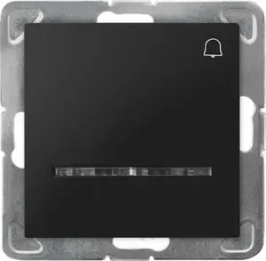 Switch Ospel IMPRESJA Łącznik zwierny dzwonek with blue backlight, black metallic, model ŁP-6YS/m/33