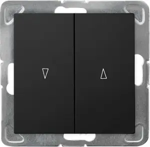 Wall-mounted Ospel IMPRESJA jalousie (shutter) switch with mechanical lock, black metallic, model ŁP-7YB/m/33