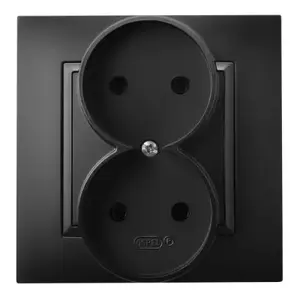 Kontaktligzda Ospel GP-2U/33, 16 A, IP20, melna, 82×82×45 mm