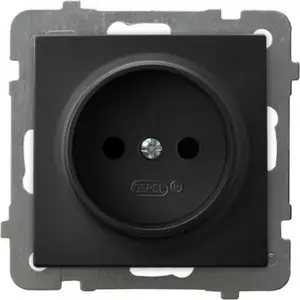 Socket outlet single Ospel GP-1G/m/33 black metallic — single-gang wall socket