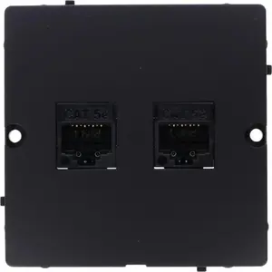 Сетевое розеточное гнездо Kontakt-Simon Basic BMF52.02/49 — двойной модуль RJ45 категория 5e, крепление на винты, матовый черный