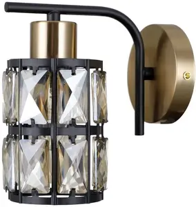 Настенный светильник Italux Menfi WL-44236-1-BK-GD 1x40W E27 прозрачное стекло черный