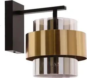 Sienas lampa Candellux SPIEGA, melna misiņa tonis, E27 pamatne, caurspīdīgs stikla abažūrs