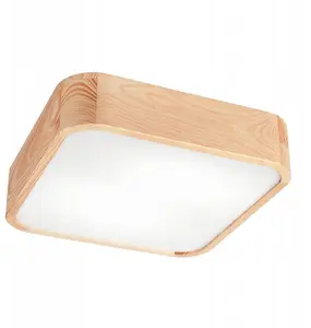 Griestu lampa LAMKUR Oak Square 48895 — 2x15W E27, priežu apdare